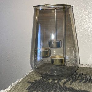 Glass vase with gold color insert tea light candle holder